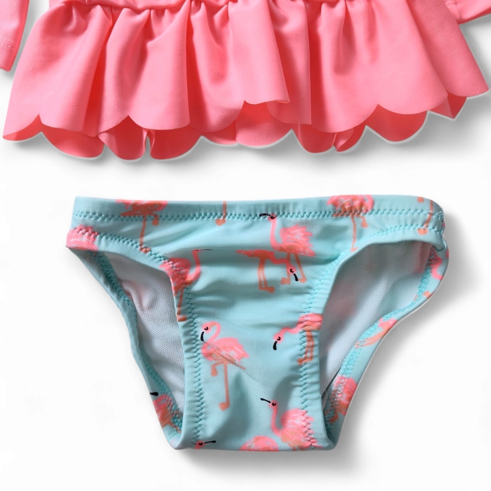 Cat & Jack Long Sleeve Flamingo Rash Guard Set Baby Girls Size 3-6 month - Picture 2 of 7